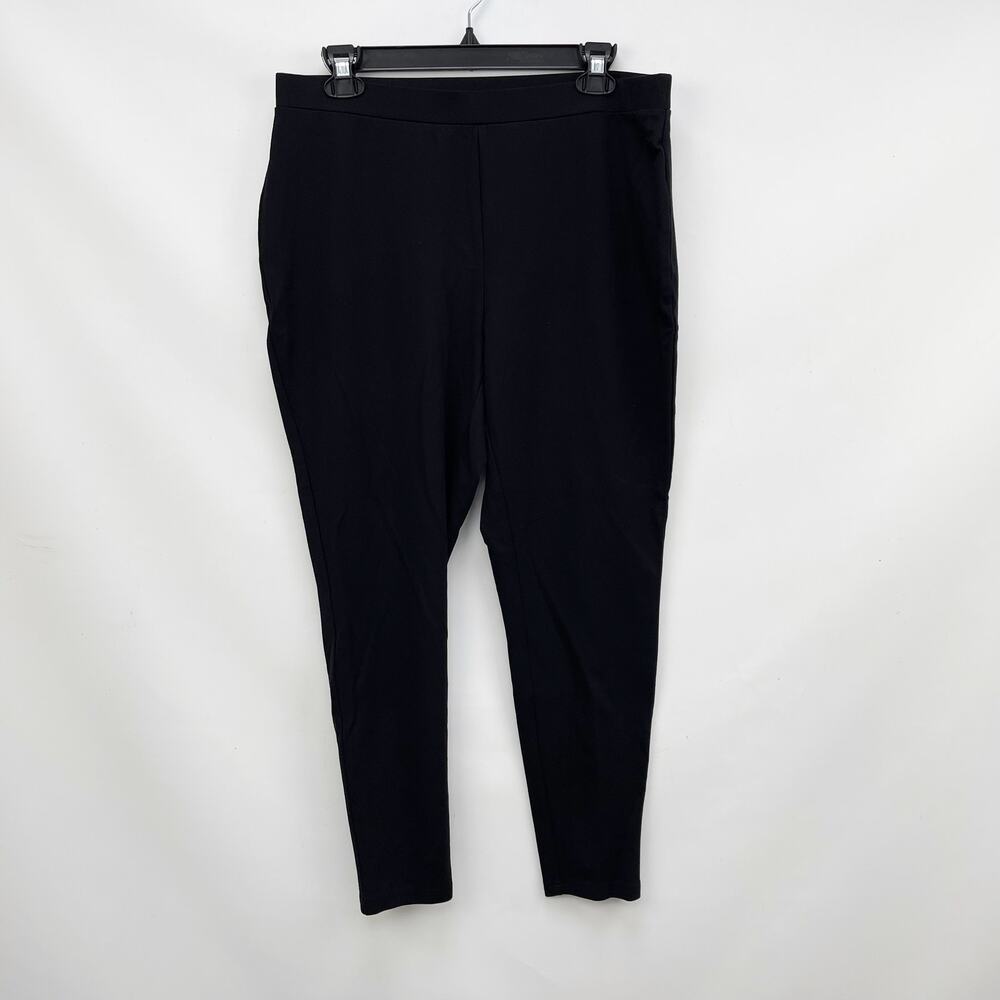 Chico's Womens Leggings Size 2 US 12 Black Knit Pants Mid Rise Skinny Stretch